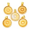 Natural Yellow Shell Carved Sunflower Pendants KK-D537-03G-01-1