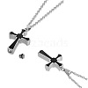 Stainless Steel Black Enamel Cross Pendant Urn Ashes Necklaces PW-WGDC362-01-5