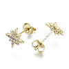 Brass Micro Pave Clear Cubic Zirconia Stud Earrings EJEW-T046-28G-NF-3