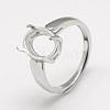 Anti-Tarnish Adjustable Rhodium Plated 925 Sterling Silver Solitaire Ring Settings STER-P033-17P-1