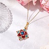 3Pcs 3 Colors Glass Beaded Rhombus Pendant Necklaces NJEW-MZ00072-4