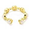 Natural Pearl Open Cuff Ring with Cubic Zirconia RJEW-H220-19G-3