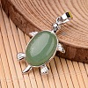 Tortoise Platinum Tone Brass Green Aventurine Pendants G-F265-01E-1