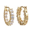 Brass Micro Pave Clear Cubic Zirconia Hoop Earrings EJEW-K083-42G-2