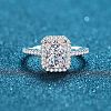 Rhodium Plated 925 Sterling Silver Micro Pave 6x8mm Cubic Zirconia Finger Rings for Women WG8E258-09-3