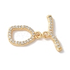 Brass Pave Clear Cubic Zirconia Toggle Clasps KK-U052-09G-1