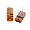 Two Tone Resin & Walnut Wood Stud Earring Findings MAK-N032-029-3