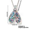 Brass Pave Colorful Cubic Zirconia Letter Pendant Box Chain Necklaces NU0575-27-1