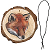 CREATCABIN 1 Set Flat Round & 3D Fox Pattern Wooden Pendant Decorations HJEW-CN0001-19-1