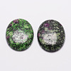 Oval Natural Sesame Jasper/Kiwi Jasper Cabochons X-G-K020-18x13mm-09-1-1