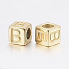 304 Stainless Steel Large Hole Letter European Beads LS-STAS-H428-01G-B-2