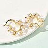 Twist Brass & ABS Plastic Pearl Hoop Earrings EJEW-P336-05G-3