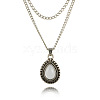 Teardrop Alloy Pave White Resin Pendant Double Layer Necklaces for Women FS-WG4C5DE-01-5