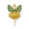 Butterfly Dancer Enamel Pin with Rhinestone JEWB-P016-01G-01-3