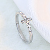 Cross Stainless Steel Micro Pave Clear Cubic Zirconia Finger Rings for Women FS-WG88B59-01-1