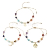 3Pcs Chakra 304 Stainless Steel Charm Bracelets BJEW-JB12564-05-1