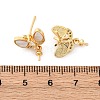 Brass Micro Pave Cubic Zirconia Shell Stud Earrings Findings KK-D363-01C-G-3