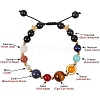 Round Natural Mixed Stone Braided Bead Bracelet Sets BJEW-SW00009-2