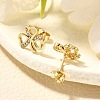 Clover Brass Micro Pave Clear Cubic Zirconia Stud Earrings EJEW-C126-02G-3