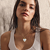 Stainless Steel Pave Natural White Shell Heart Locket Pendant Necklaces for Women NJEW-NB00014-5
