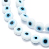 Handmade Evil Eye Lampwork Flat Round Bead Strands X-LAMP-L058-6mm-14-3