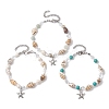 3Pcs 3 Style Alloy Starfish Charm Bracelets Set BJEW-JB10090-1