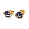 Enamel Planet with Star Stud Earrings with 316 Surgical Stainless Steel Pins EJEW-A081-06G-2