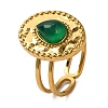 Teardrop Natural Green Onyx Agate Finger Rings RJEW-Q822-12G-1