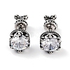 Crown 316 Surgical Stainless Steel Pave Clear Cubic Zirconia Ear False Plugs for Women Men EJEW-Z050-44A-AS-1