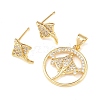 Brass Micro Pave Cubic Zirconia Pendant & Stud Earrings Sets for Women SJEW-F227-01I-G-2