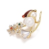 Santa Claus Enamel Pin with Resin Pearl & Rhinestone JEWB-A004-28G-1