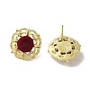 Flower Alloy & Flocking Acrylic Stud Earrings for Women EJEW-K282-05G-2