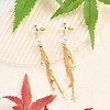 Brass ABS Plastic Pearl Tassel Stud Earrings EJEW-U040-15G-3