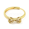 Bowknot Brass Micro Pave Clear Cubic Zirconia Adjustable Rings LS-RJEW-S416-03G-2