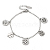 Rhinestone Clover Charm Bracelet BJEW-E091-03P-1