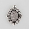 Tibetan Style Alloy Pendant Cabochon Settings TIBEP-N003-31AS-1