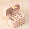 4-Slot Oval Mini PU Leather Rings Organizer Box with Snap Button PW-WG20937-02-4