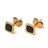 Ion Plating(IP) 304 Stainless Steel Square Stud Earrings EJEW-C114-06G-01-2