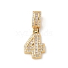 Brass Clear Cubic Zirconia European Dangle Charms KK-R003-01G-04-2