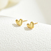 Real 18K Gold Plated Elegant Vintage Casual Fashion Stainless Steel Heart Stud Earrings for Women ZR3669-5-1