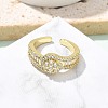 Brass Micro Pave Clear Cubic Zirconia Open Cuff Rings RJEW-G336-02G-2