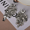 Glitter Brass Tassel Glossy Flakes Stud Earrings EJEW-Q391-18P-1