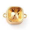 Square Brass Cubic Zirconia Connector Charms KK-G419-03G-4