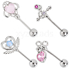 4 Pairs 4 Styles Brass Pave Cubic Zirconia Cartilage Earrings AJEW-BBC0002-50-1