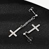 Christian Upside Down Cross 201 Stainless Steel Dangle Stud Earrings LS-EJEW-P314-01C-P-2