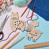 BENECREAT 1 Set Sheep Shape Wooden Knitting Needle Gauge & Yarn Wrap Guide Board DIY-BC0006-95-4