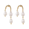 Natural Pearl Beaded U Shaped Dangle Stud Earrings for Women EJEW-TA00050-4