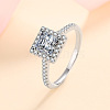 Square Rhodium Plated 925 Sterling Silver Pave 5.5mm Cubic Zirconia Finger Rings for Women WG02E28-16-3