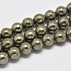 Natural Pyrite Round Beads Strands G-F197-07-10mm-1