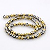 Half Plated Faceted Rondelle Glass Beads Strands GLAA-A024B-HP03-2